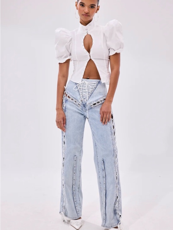 AKIRA Denim - Feeling Blessed Lace Up Denim